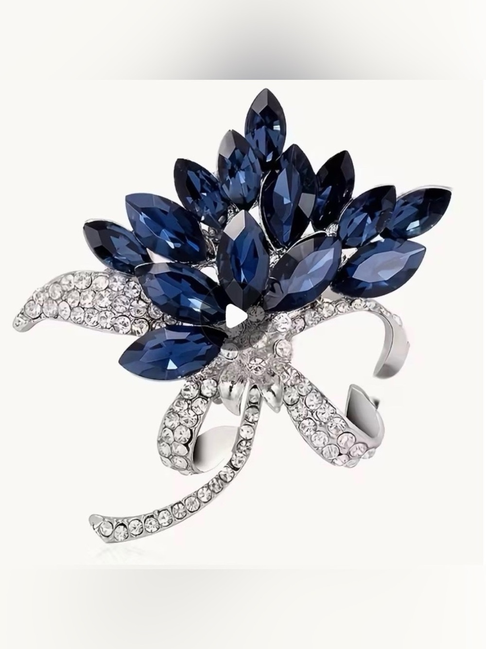 Floral Rhinestone Encrusted Brooch Gorgeous Modern New